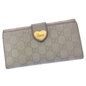 Gucci Wallet Purse Long Wallet Guccissima Beige Gold Woman Authentic Used Y2148